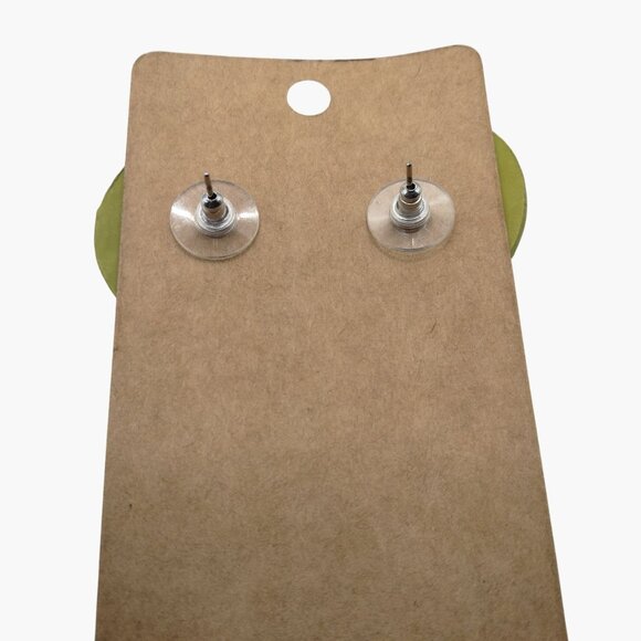 Green Star Button Earrings Rhinestones Pierced Posts Whimsy - Picture 8 of 9